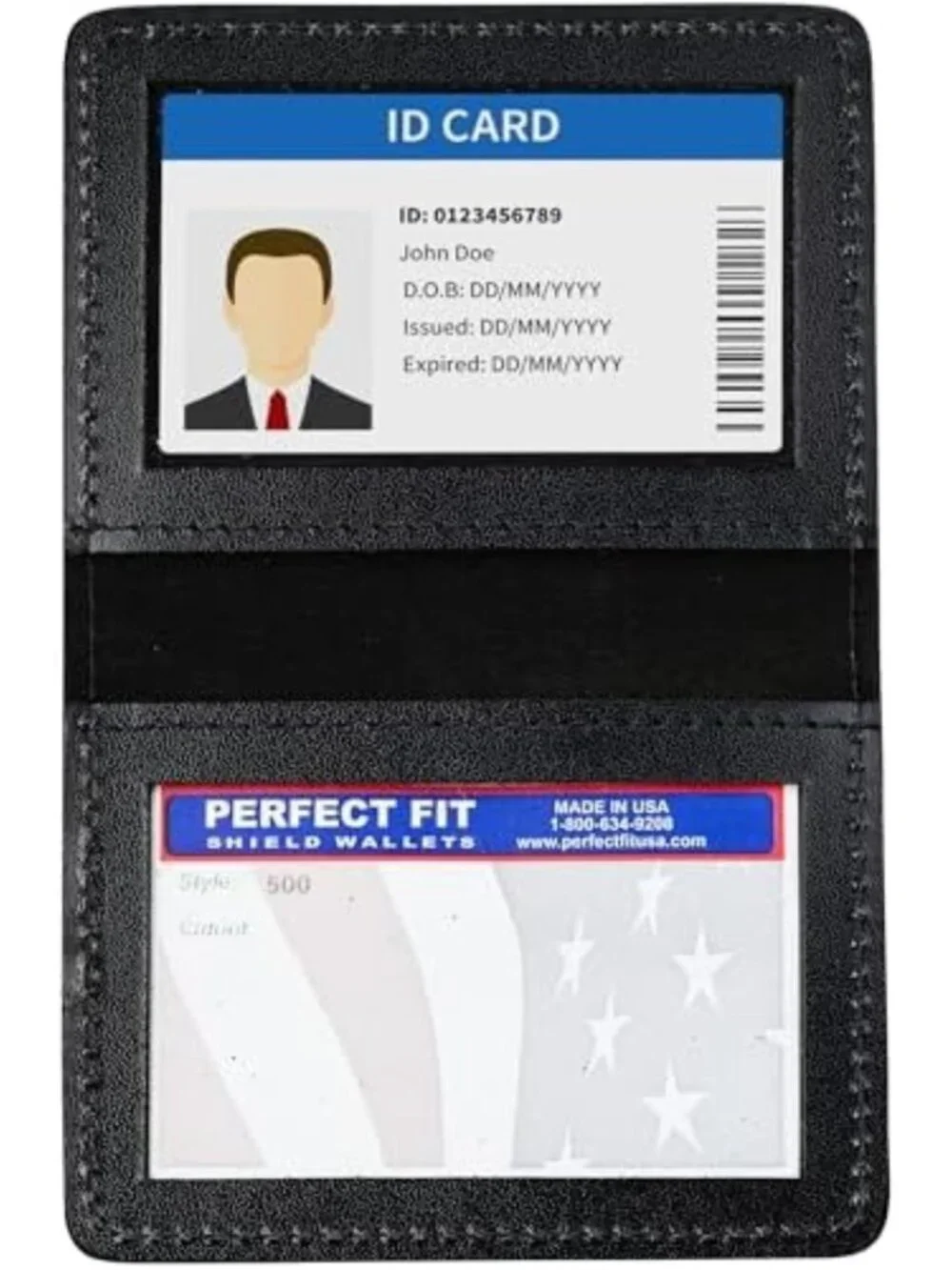 Slim Leather Bifold Wallet with 2 ID Holders, Dual Card Case, Perfect Fit